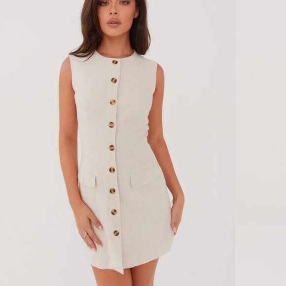 Peppermayo Dresses & Skirts - Castello Fiore Linen Mini Dress - Oatmeal
